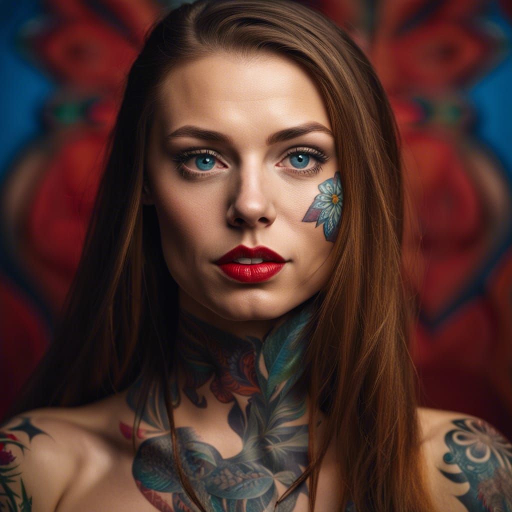 Woman with Tattooed Face - AI Generated Artwork - NightCafe Creator
